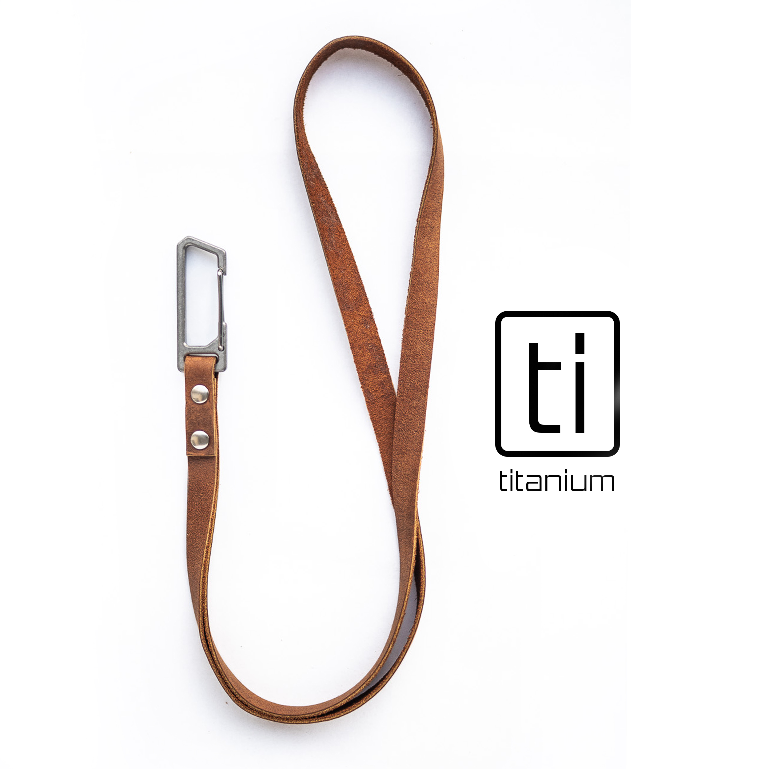 Russet-Brown Tirant Latch 17 Leather Neck Lanyard w/Titanium Carabiner for Keys & Accessories (Made in Usa)